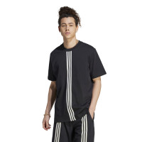 adidas originals 三条纹Logo标识宽松圆领短袖T恤 男款 黑色 HZ0706