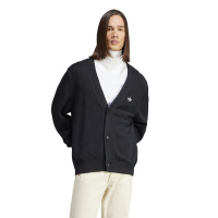 adidas originals三叶草三条纹拼色长袖针织开衫 男款 黑色 HZ0716