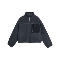 Skechers FASHION 撞色拼接针织夹克棉服 女款 墨灰色 L423W011-00W5