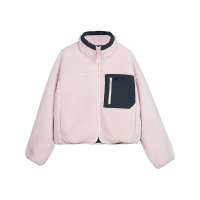 Skechers FASHION 撞色拼接针织夹克棉服 女款 淡紫丁香 L423W011-036W