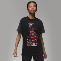 耐克Jordan 人物图案印花圆领短袖T恤 女款 黑色 FB4613-010