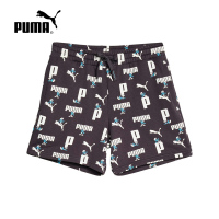 PUMA x THE SMURFS 联名款 卡通动漫印花系带休闲短裤 男款 炭黑色 622192-13