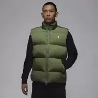 耐克Jordan Essentials 纯色立领拉链羽绒马甲 男款 绿色 FB7308-340