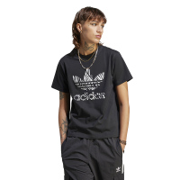 adidas originals三叶草 字母Logo印花休闲圆领短袖T恤 女款 黑色 II0911