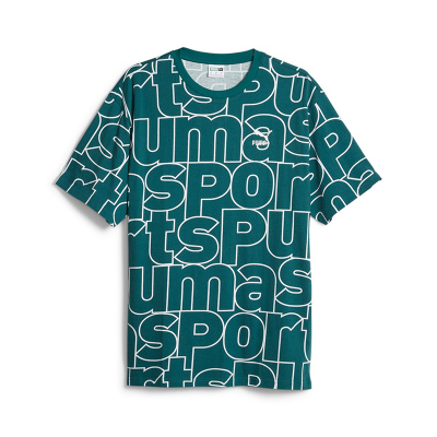 PUMA TEAM AOP TEE 字母满印宽松圆领短袖T恤 男款 圣诞绿 624701-43