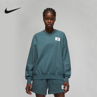 耐克Jordan 纯色Logo针织圆领运动套头卫衣 女款 灰绿色 DM5190-058