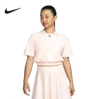 Nike Air Pique 纯色休闲运动短款翻领短袖Polo衫 女款 粉色 DM6465-610