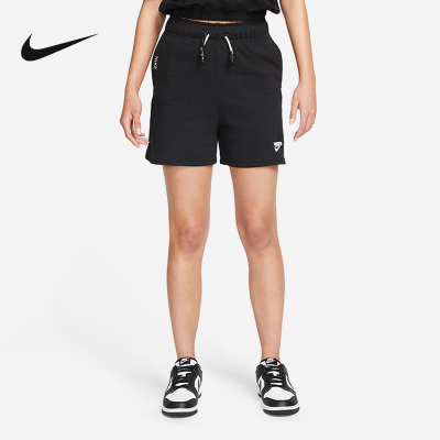 Nike 运动透气松紧系带纯色Logo针织短裤 女款 黑色 DM6526-010