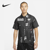 Nike 篮球运动翻领短袖衬衫男款 黑色 DO4024-010