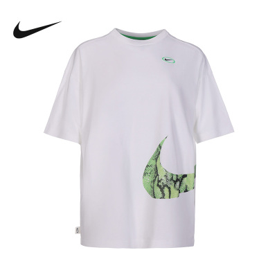 Nike 大钩子印花圆领短袖T恤 女款 白色 DV3320-100