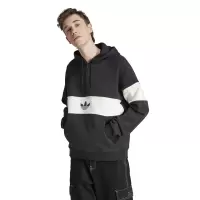 adidas originals 微标撞色半拉链连帽长袖卫衣 男款 黑色 IP9488