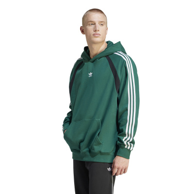 adidas originals 拼色Logo印花休闲连帽宽松长袖卫衣 男款 绿色 IW3646