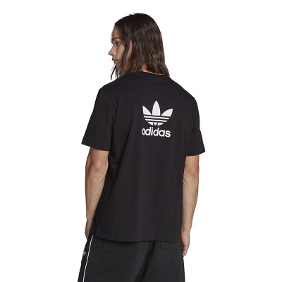 adidas originals三叶草背部字母Logo印花圆领套头短袖T恤 男款 黑色 IA4839