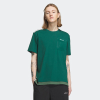 adidas originals三叶草 三条纹拼色圆领运动短袖T恤 男款 森林绿 IU4811