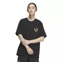 adidas originals三叶草 卡通图案印花运动短袖T恤 男款 黑色 IN1044