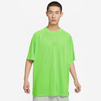 Nike Air 纯色品牌Logo圆领套头开叉短袖T恤 男款 绿色 DX0157-313
