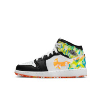 耐克Air Jordan 1 Mid SE (GS) "Drip" 复古篮球鞋 黑白 史莱姆 DJ6563-038