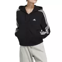 adidas 三条纹拼色宽松长袖夹克外套 女款 黑色 IC8781