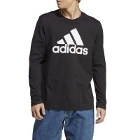 adidas 圆领套头胸前Logo印花长袖T恤 男款 黑色 IC9308