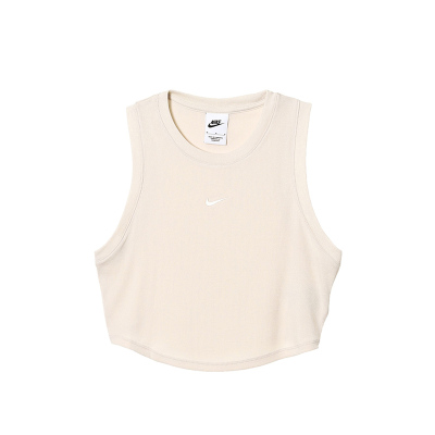 Nike Sportswear Essentials 纯色运动罗纹短款背心 女款 浅红木褐 FB8280-104