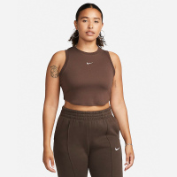 Nike Sportswear Essentials 纯色运动罗纹短款背心 女款 巴洛克棕 FB8280-237