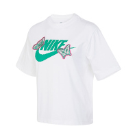 Nike 字母Logo印花圆领短袖T恤 女款-白色 FD2526-100
