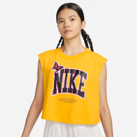 Nike Sportswear 字母印花罗纹圆领背心 女款 大学金 FD2574-739