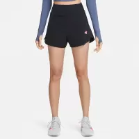 Nike Dri-FIT 纯色速干高腰衬里训练运动短裤 女款 黑色 FQ0695-010