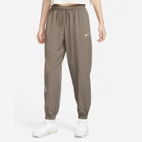 Nike Sportswear 纯色Logo标识束脚高腰梭织针织运动裤 女款 沙堆白 FQ7008-126