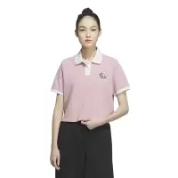 adidas originals 卡通Logo徽标拼色运动短袖Polo衫 女款 奇迹紫粉 IP1778