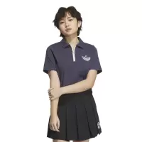 adidas originals三叶草 纯色Logo标识运动短袖Polo衫 女款 暗藏青 IN1035