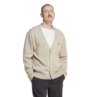 adidas originals三叶草三条纹拼色长袖针织开衫 男款 米白 IM4649