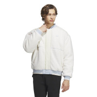 adidas 字母Logo刺绣拼色运动休闲保暖宽松运动棉衣 男款 粉白 IL8917