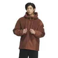 adidas Lounge Jacket 纯色标贴Logo宽松运动休闲夹克外套 男款 棕色 IP4975