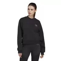 adidas 宽松字母印花圆领长袖卫衣 女款 黑色 HR9172