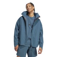 adidas Myshelter 三条纹印花防水运动休闲夹克外套 男款 北冰洋蓝 HZ5701