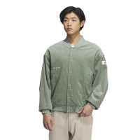 adidas Sportswear Lounge Jacket 纯色标贴Logo运动休闲夹克 男款 银灰绿 IQ1389