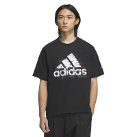 Adidas logo印花男子运动休闲短袖T恤 黑色 IA9429