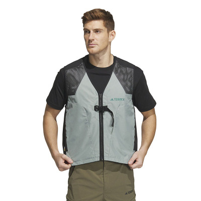 adidas Campyx Logo标识拼色拉链马甲 男款 绿色 IC1956