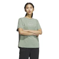 adidas Sportswear Tee 字母印花运动休闲圆领短袖T恤 女款 银灰绿 IS7402