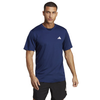 adidas 纯色Logo标志运动健身圆领短袖T恤 男款 深蓝 IC7429