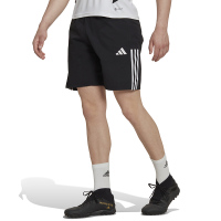 adidas阿迪达斯 三条纹印花松紧腰直筒短裤 男款 黑色HI4710