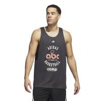 adidas 字母印花圆领套头运动篮球背心 男款 土褐色 IL9792