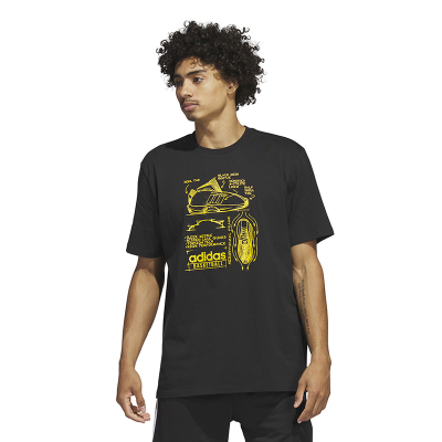 adidas 印花字母Logo图案短袖圆领T恤 男款 黑色 IA3265