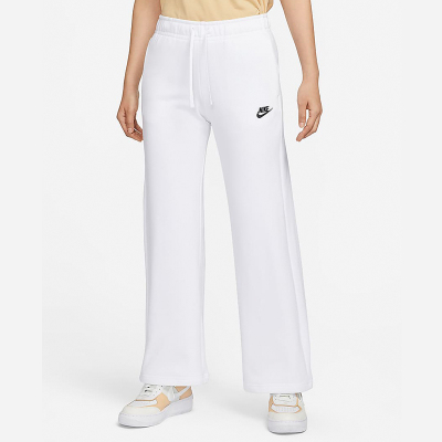 Nike Club Fleece 纯色系带阔腿加绒针织运动裤 女款 白色 FB2728-100