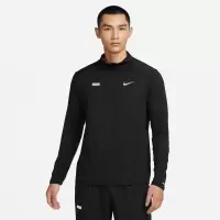 Nike 纯色立领长袖半拉链长袖T恤 男款 黑色 FB8557-010