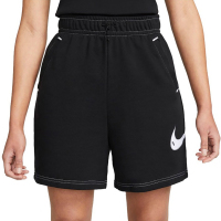 Nike 美式复古Logo针织夏贴片高腰直筒短裤 女款 黑色 DM6750-010