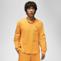 耐克Jordan x PSG 联名款 字母Logo印花假两件圆领套头长袖T恤 男款 黄色 DV0625-705