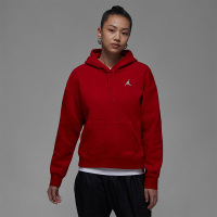 耐克Jordan 纯色Logo标识加绒加厚针织套头连帽卫衣 女款 红色 DQ4459-687