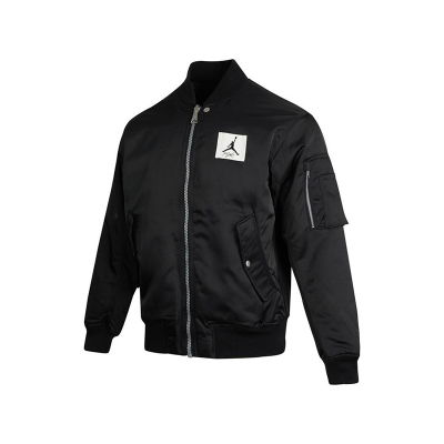 耐克Jordan 品牌Logo徽标贴片棒球领夹克外套 男款 黑色 DQ7345-010